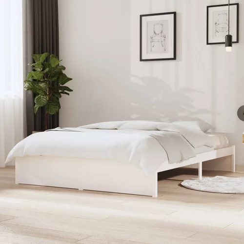 vidaXL Okvir za krevet od masivnog drva bijeli 135x190 cm 4FT6 bračni