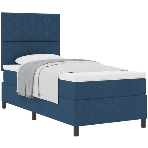 VidaXL Box Spring Krevet s Madracem Plave Boje Jednostruki Tkanina Slike