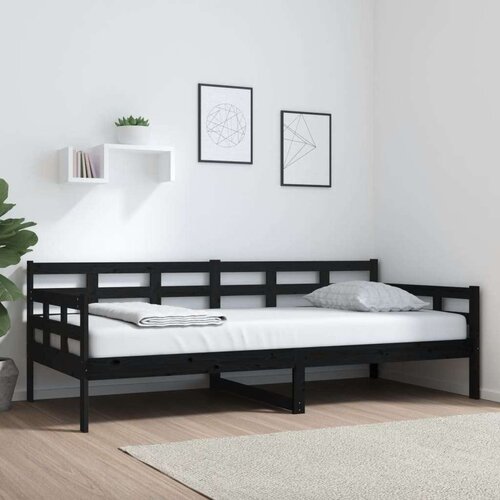  Dnevni ležaj od masivne borovine crni 90 x 200 cm Slike