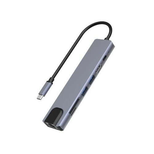 Hub type C 7u1 4K HDMI USB X 2 PD SD/TF 1 X U ( 55-077 ) Slike