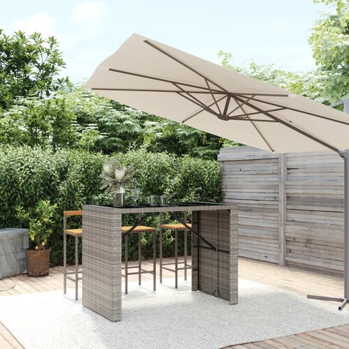 VidaXL Barski stol sa staklenom pločom sivi 145x80x110 cm poliratan Slike