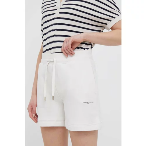 Tommy Hilfiger Kratke hlače za žene, boja: bijela, glatki materijal, visoki struk