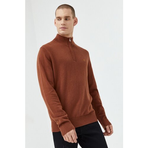 Abercrombie &amp;amp; Fitch Pulover s primesjo volne mo&amp;scaron;ki, rjava barva, Slike