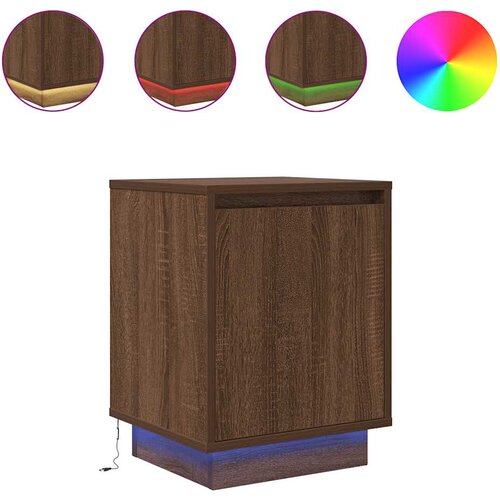 Maison Chic Dvo delni komplet Nočne omarice - Nočne mize z LED lučmi Rjavi hrast 38x34x50 cm, (21686955) Cene