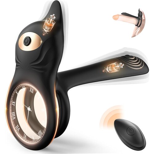 Paloqueth Dual Motor 3in1 Penis Enhancer &amp;amp; Vibrating Ring with Remote Control Black Slike
