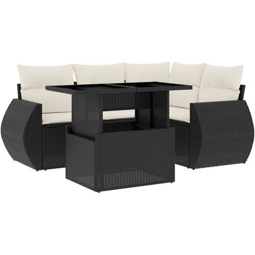  5-dijelna vrtna garnitura od poliratana s jastucima crna 100 x 55 x 73 cm Slike