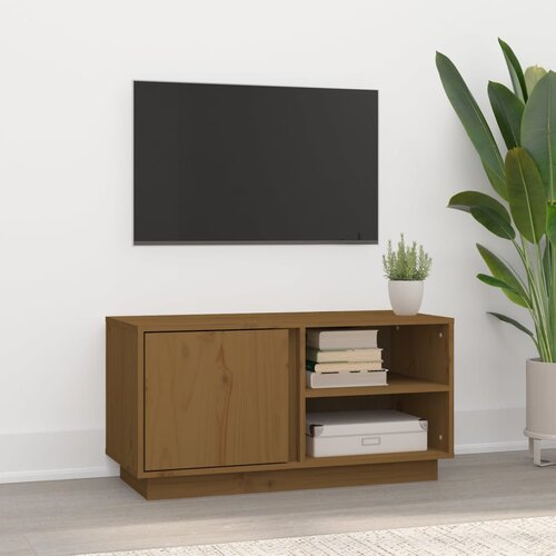 TV ormarić smeđa boja meda 80x34x40,5 cm od masivne borovine Cijene