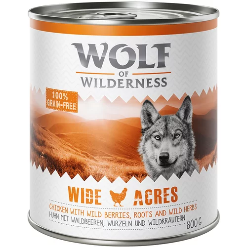 Wolf of Wilderness Varčno pakiranje Adult 24 x 800 g - NOVO: Wide Acres - piščanec