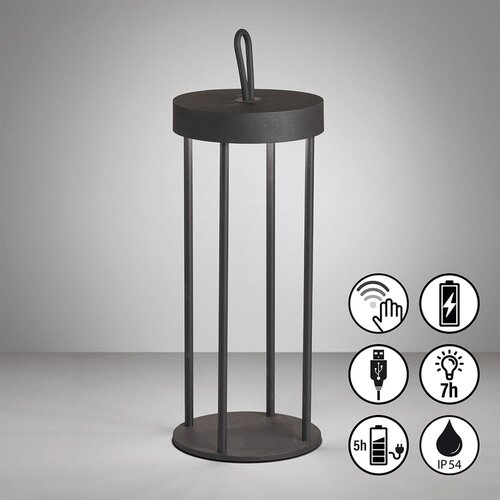 Fischer &amp;amp; Honsel crna led stolna lampa (visina 36 cm) kante &amp;ndash; Slike