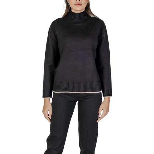 Street One EOS_cosy sweater with tipping 302829 Crna