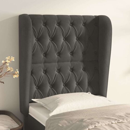  Uzglavlje s ušima tamnosivo 83 x 23 x 118/128 cm baršunasto Cijene