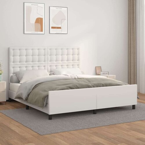  Posteljni okvir z vzglavjem bel 180x200 cm umetno usnje, (20905814) Slike