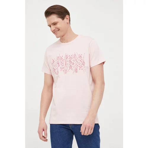 Guess Bombažna kratka majica roza barva
