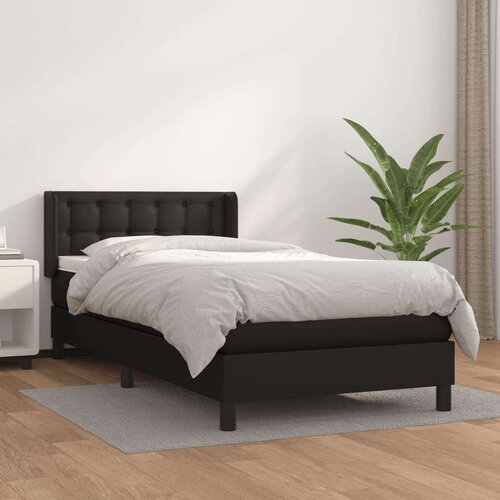  Box spring postelja z vzmetnico črn 90x190 cm umetno usnje, (20724992) Slike