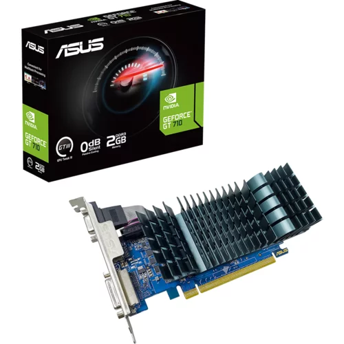 Asus GeForce GT 710 2GB DDR3 BRK EVO VGA low-profile grafična kartica za tiho HTPC konfiguracijo (z I/O port brackets), PCIe 2.0, 1xD-SUB, 1xDVI-D, 1xHDMI 1.4b - 90YV0I70-M0NA00