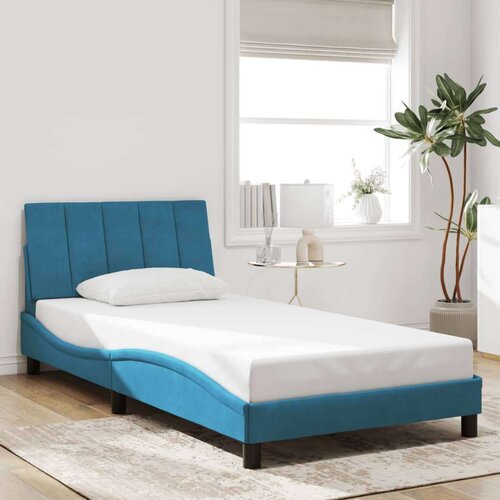  Okvir kreveta s LED svjetlima plavi 100 x 200 cm bar&amp;scaron;unasti Slike