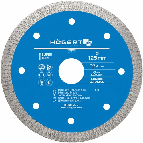 Hogert HT6D722 rezni dijamantni disk 125 mm, za rezanje keramike Slike