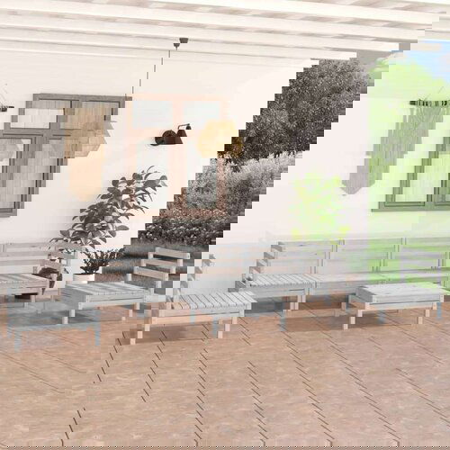  Vrtna sedežna garnitura 7-delna bela trdna borovina, (20675383) Slike