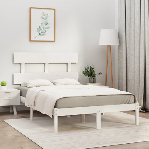 The Living Store Posteljni okvir bel iz trdnega lesa 120x200 cm - Posteljni Okvir, (21525905) Slike