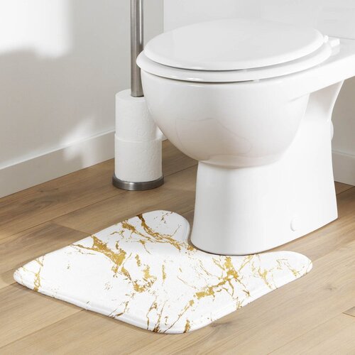 Douceur d int&amp;eacute;rieur bela/v zlati barvi kopalni&amp;scaron;ka preproga 45x45 cm aquamarbre &amp;ndash; Slike