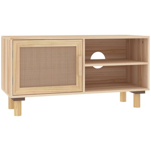 Maison Chic TV omarica - TV stojalo - Televizijska omarica rjava 80x30x40 cm trdna borovina in naravni ratan, (21700399) Slike