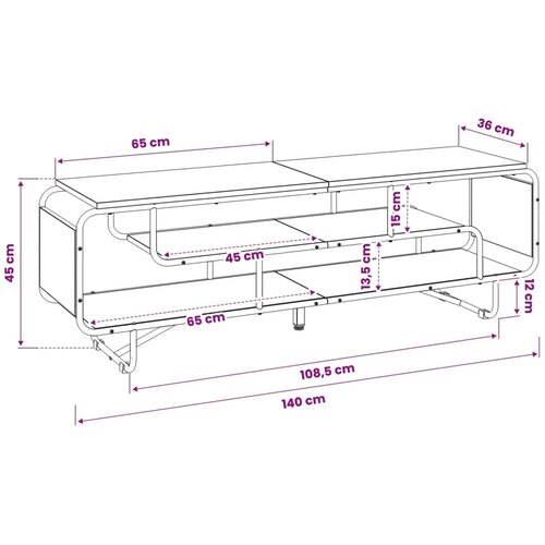  TV stalak 140 x 36 x 45 cm Hrast artisan Konstruirano drvo - Hrast artisan 140 x 36 x 45 cm Cijene