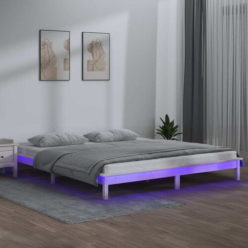  LED okvir kreveta bijeli 120x190 cm mali bračni masivno drvo Cene