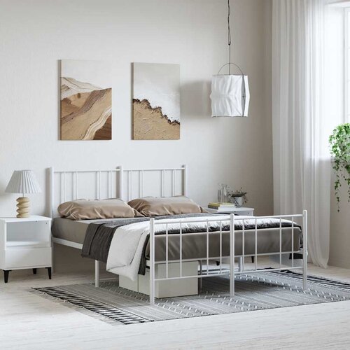  Metalni okvir kreveta uzglavlje i podnožje bijeli 150 x 200 cm Cene