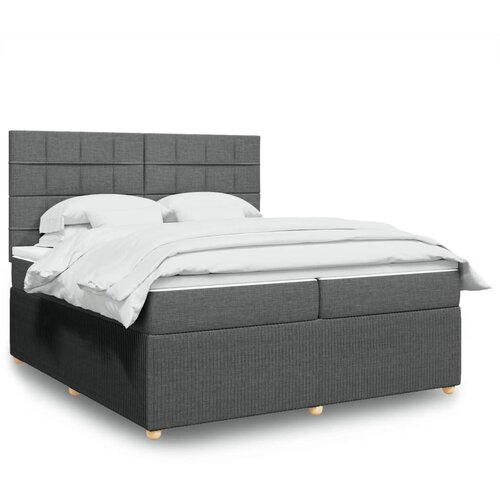 vidaXL Box spring postelja z vzmetnico temno siva 200x200 cm blago Cene