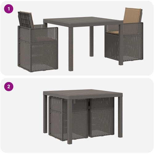  Vrtni set za objed 3 kom. Svijetlosiva i taupe PP Slike