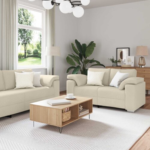 SOFA 3 pcs Bež 219 x 80 x 82 cm Platnasta tkanina Cijene