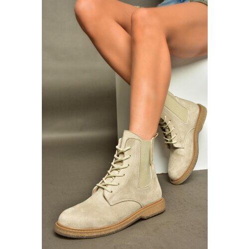 Fox Shoes R374961902 Beige Suede Women&amp;#039;s Classic Boots with Elastic Side Slike