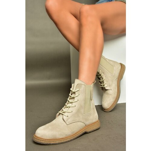 Fox Shoes R374961902 Beige Suede Women's Classic Boots with Elastic Side Slike