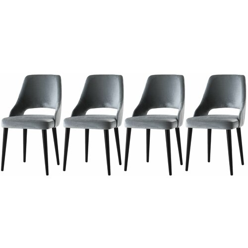 Açelya - grey - 3 grey chair set (4 pieces) Slike