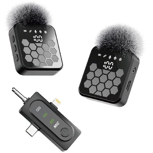Moxom mx-ax84 type-c + lightning + 3.5mm jack Mikrofon bluetooth crni ( R2334 ) Cene