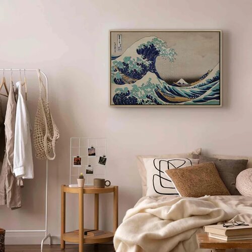  Slika - Hokusai Katsushika &amp;ndash; The Great Wave off Kanagawa 90x60 U prirodnom drvenom okviru Slike