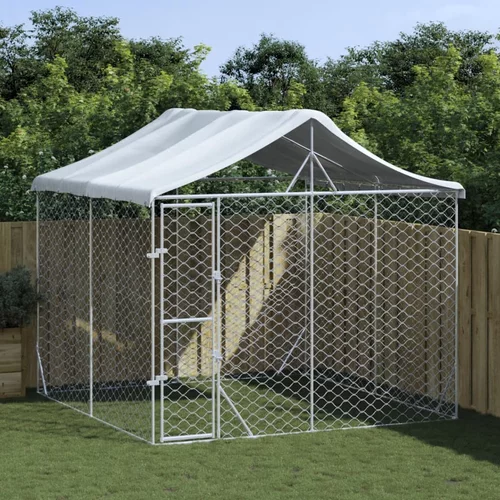  vanjski kavez za pse s krovom srebrni 3x3x2,5 m pocinčani čelik