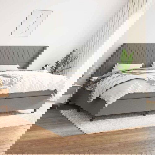  Box spring postelja z vzmetnico temno siva 200x200 cm blago, (20900214) Cene