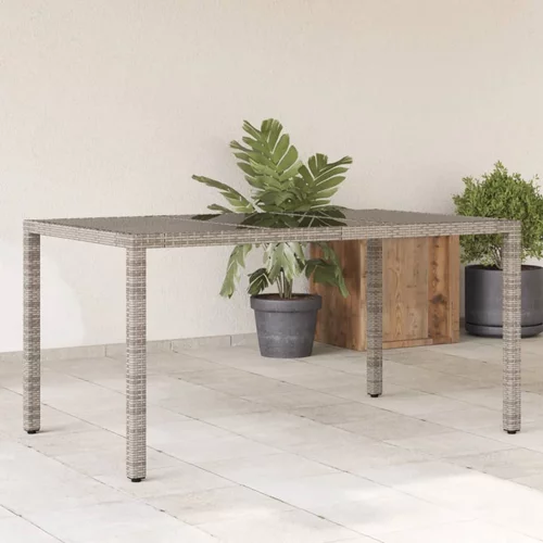  Vrtni stol sa staklenom pločom sivi 150x90x75 cm od poliratana