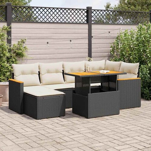  7-dijelni set vrtnih sofa od poliratana s jastucima crni bagrem Cene