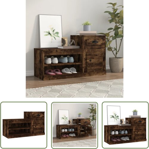 The Living Store Omarica za čevlje dimljeni hrast 100x42x60 cm inženirski les - Omarica Za Čevlje, (21744453) Slike