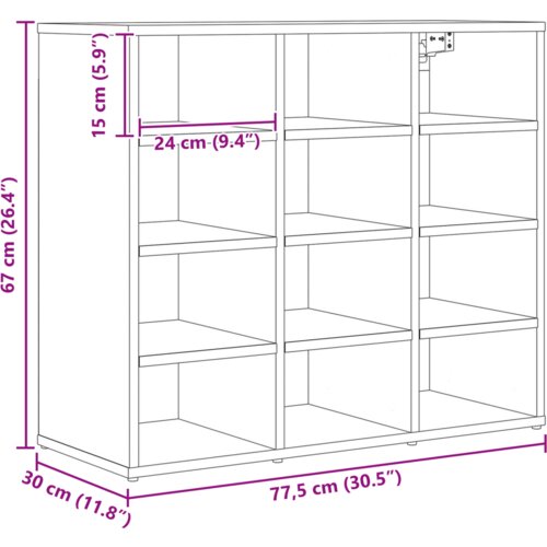 VidaXL ormar za cipele crni hrast 52.5 x 30 x 50 cm konstruirano drvo Slike