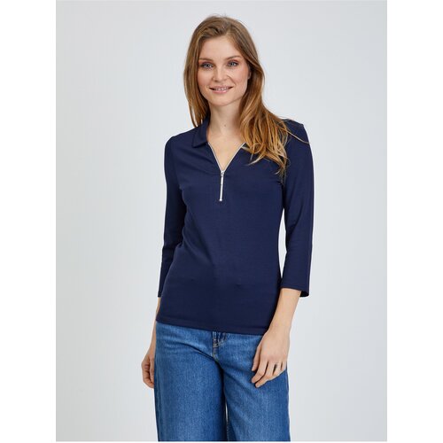 Orsay Dark blue T-shirt with three-quarter sleeves - Women Cijene