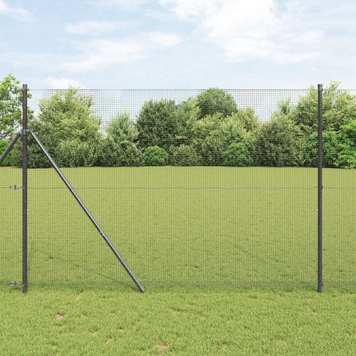 VidaXL zavarena žičana ograda s 13 postova siva 1.6x25 m čelik Slike