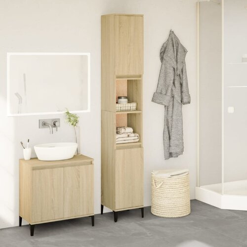  The Living Store Kopalniška omarica sonoma hrast 30x30x190 cm inženirski les - Kopalniška Omarica, (21499253) Cene