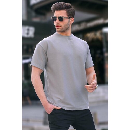 Madmext Gray Regular Fit Basic Men's T-Shirt 6099. Slike