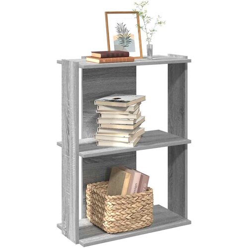 vidaXL Regal za knjige s 3 razine siva boja hrasta 60x30x80 cm drveni Cijene