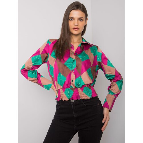 Fashion Hunters Fuchsia and green women's blouse with patterns Slike