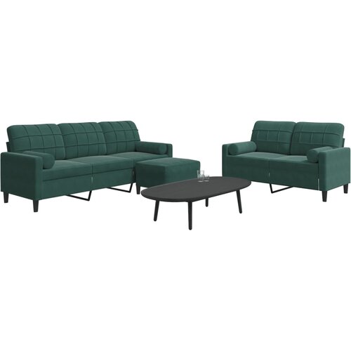  3-dijelni set sofa s jastucima tamnozeleni bar&scaron;unasti Cijene