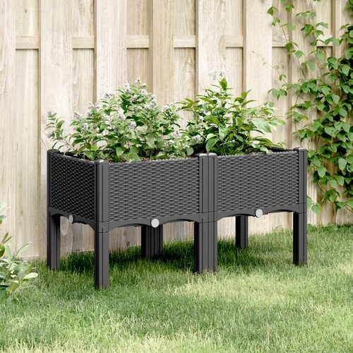 vidaXL Vrtna sadilica s nogama crna 80 x 40 x 42 cm PP Cene